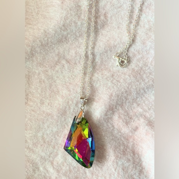 Large multicolored crystal pendant necklace - Picture 1 of 3